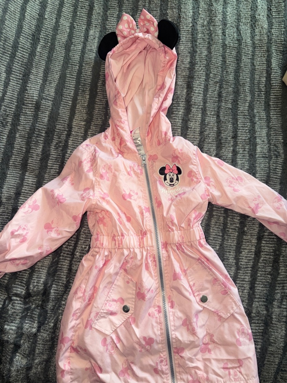 Disney Pink Minnie Mouse Hooded Raincoat with Ear Details